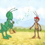 Little Jazz Man came to Grady Grasshopper. He was playing a saxophone. The music was unusual but calming. Little Jazz Man asked, “Can you teach me to play the saxophone?”